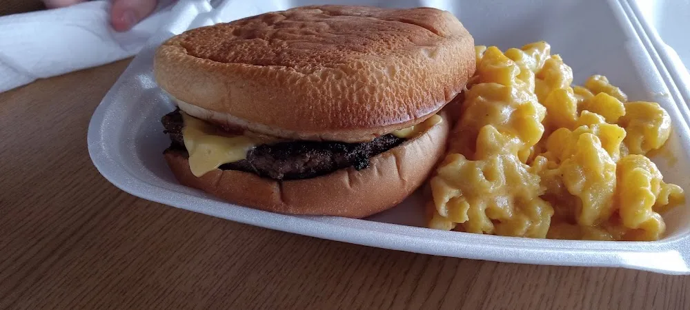 Burger and Mac and Cheese