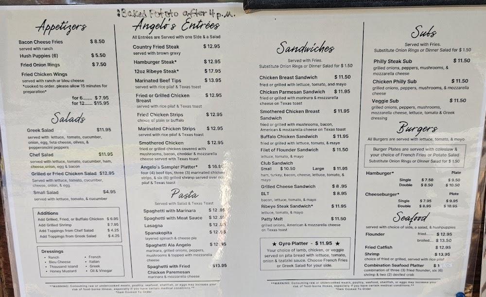 Angelo's Family Restaurant Menu image 1